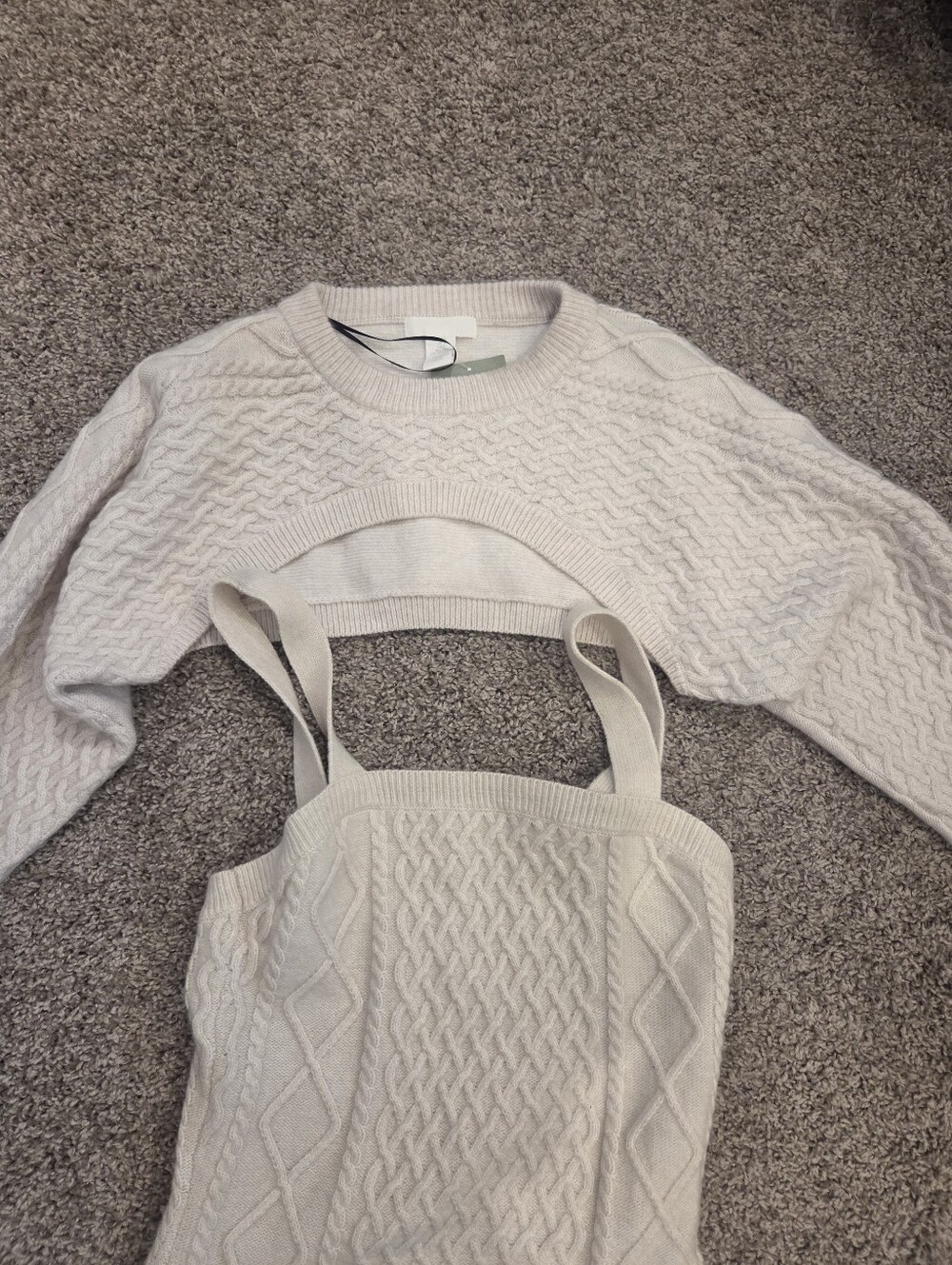 H&M 2 Piece Cable Knit Ivory Sweater Dress - Picture 2 of 4